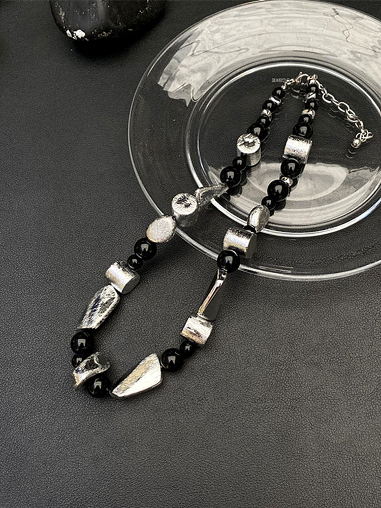 Irregular Wire-Drawn Bead Necklace for Women, Light Luxury Clavicle Chain, High-End Personalized Accessory, Unique Design Irregular Wire-Drawn Bead Necklace for Women, Light Luxury Clavicle Chain, High-End Personalized Accessory, Unique Design