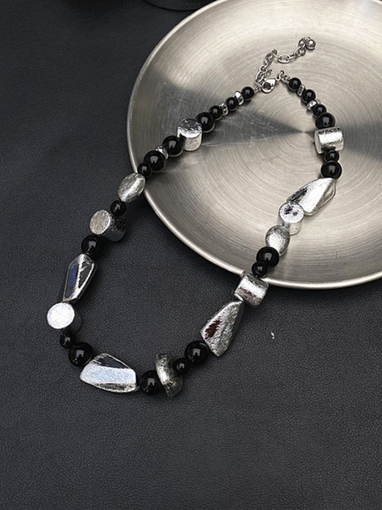 Irregular Wire-Drawn Bead Necklace for Women, Light Luxury Clavicle Chain, High-End Personalized Accessory, Unique Design Irregular Wire-Drawn Bead Necklace for Women, Light Luxury Clavicle Chain, High-End Personalized Accessory, Unique Design