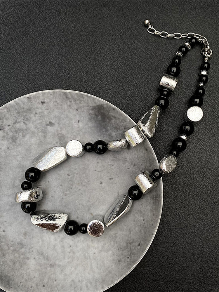 Irregular Wire-Drawn Bead Necklace for Women, Light Luxury Clavicle Chain, High-End Personalized Accessory, Unique Design Irregular Wire-Drawn Bead Necklace for Women, Light Luxury Clavicle Chain, High-End Personalized Accessory, Unique Design