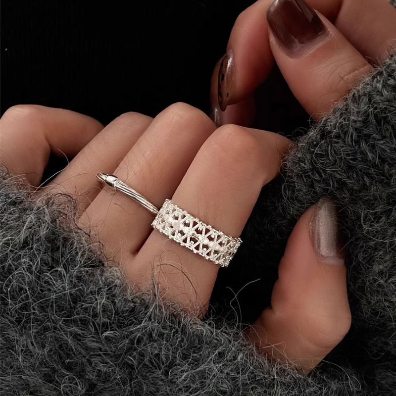 Japanese and Korean Style Hollow Lace Ring for Women - Vintage 2025 Open Adjustable Design, Niche Fashion Accessory Japanese and Korean Style Hollow Lace Ring for Women - Vintage 2025 Open Adjustable Design, Niche Fashion Accessory
