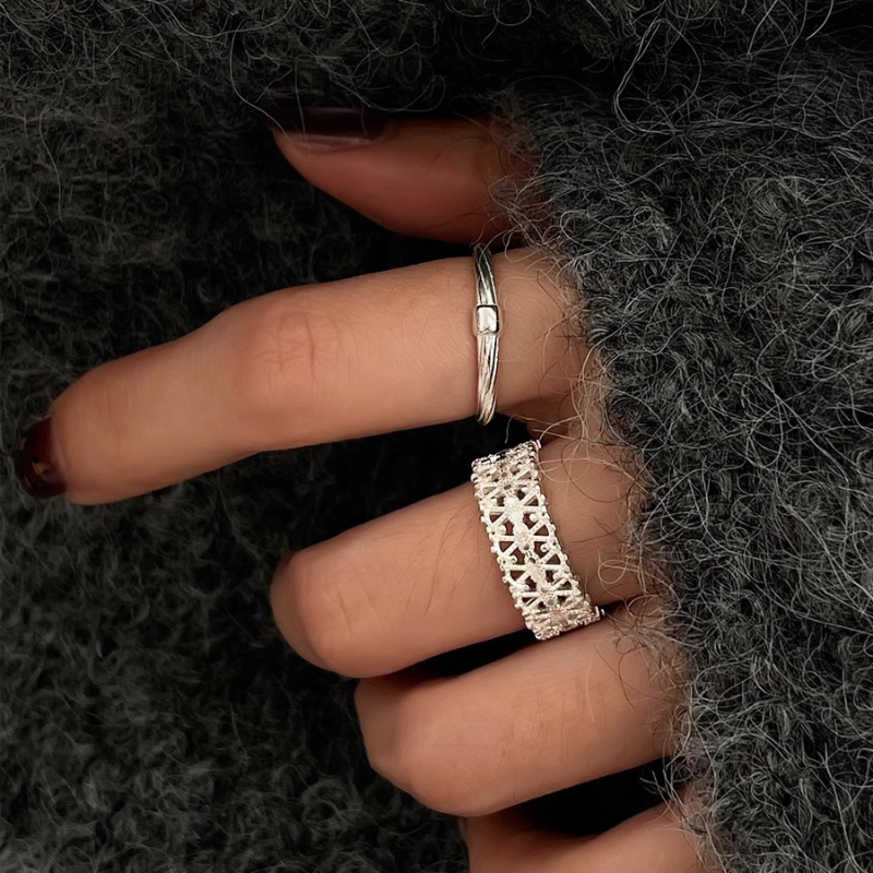 Japanese and Korean Style Hollow Lace Ring for Women - Vintage 2025 Open Adjustable Design, Niche Fashion Accessory Japanese and Korean Style Hollow Lace Ring for Women - Vintage 2025 Open Adjustable Design, Niche Fashion Accessory