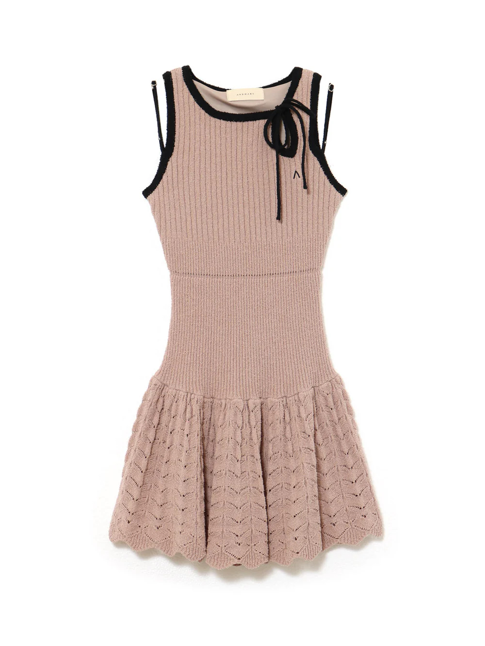 Japanese Niche Hollow Sweet Bow Tie Knitted Suspender Dress - Short Skirt, Cute Y2K Style Fashion for Trendy Outfits