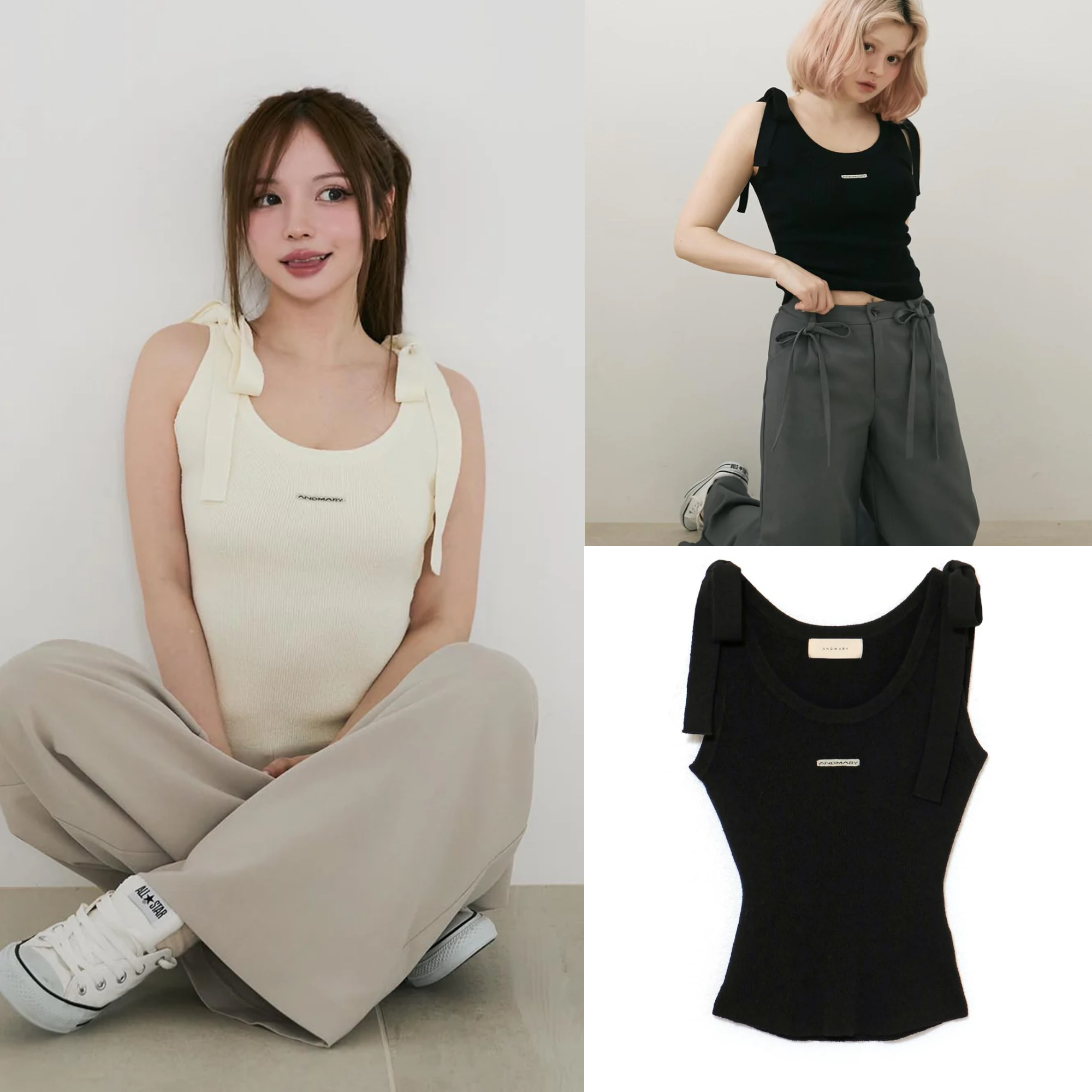 Japanese Niche Style Bow Tie Waist-Cinching Slim Fit Sexy Girl Tank Top Camisole - Y2K Inspired Fashion Top