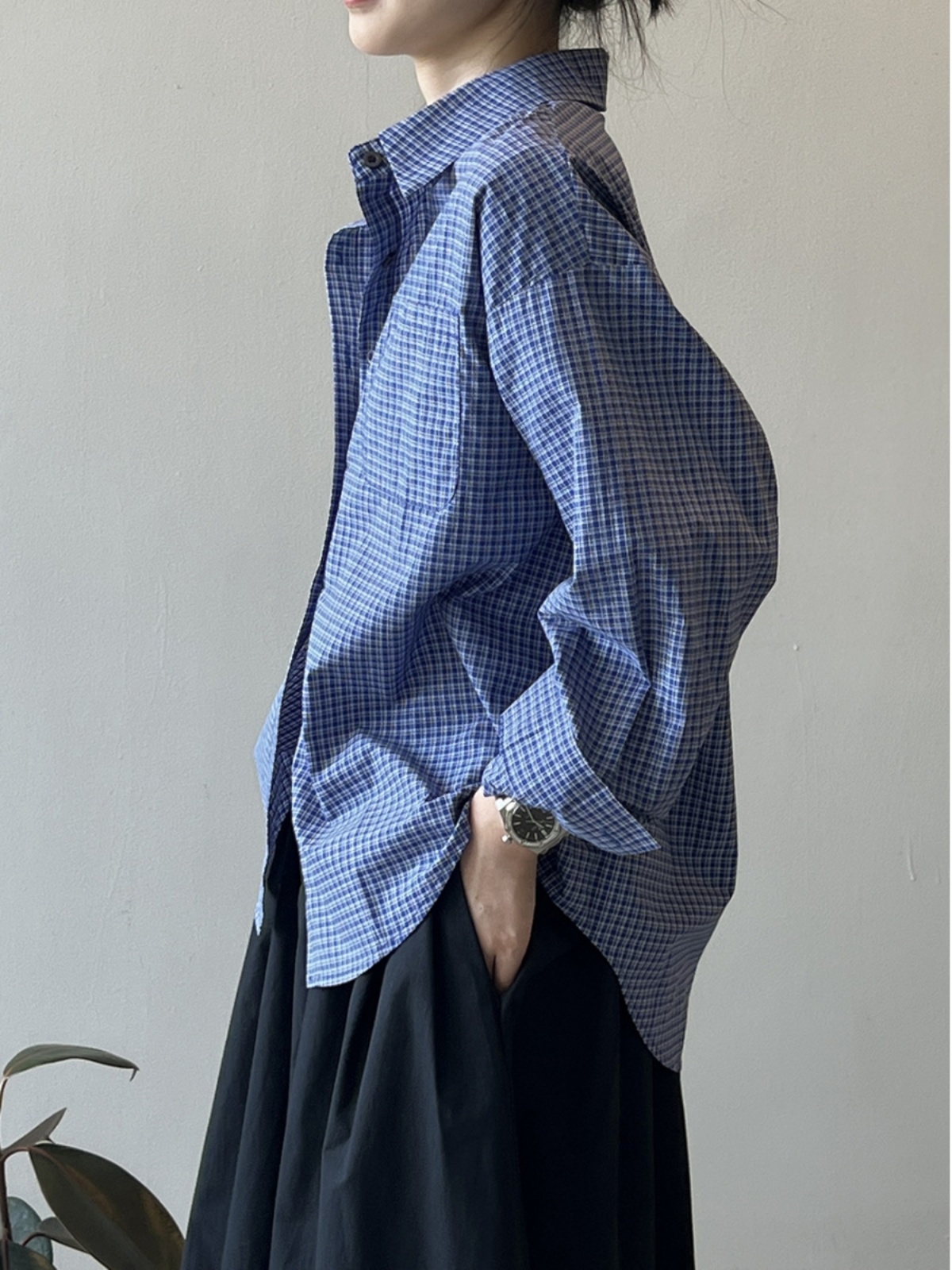 Japanese Plaid Long Sleeve Shirt for Women - Loose Casual Blouse with High-End Feel, Spring 2025 Fashion Japanese Plaid Long Sleeve Shirt for Women - Loose Casual Blouse with High-End Feel, Spring 2025 Fashion