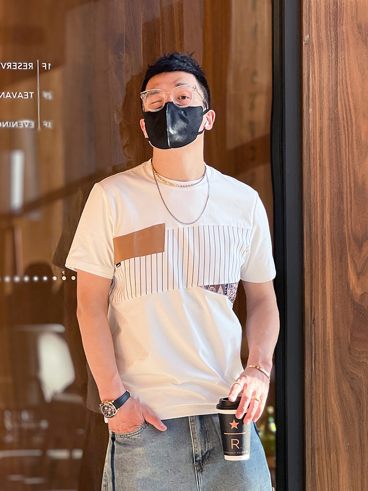 Japanese Retro Patchwork Short-Sleeve T-Shirt for Men, Summer Harajuku Color-Blocking Casual Graphic Tee Japanese Retro Patchwork Short-Sleeve T-Shirt for Men, Summer Harajuku Color-Blocking Casual Graphic Tee