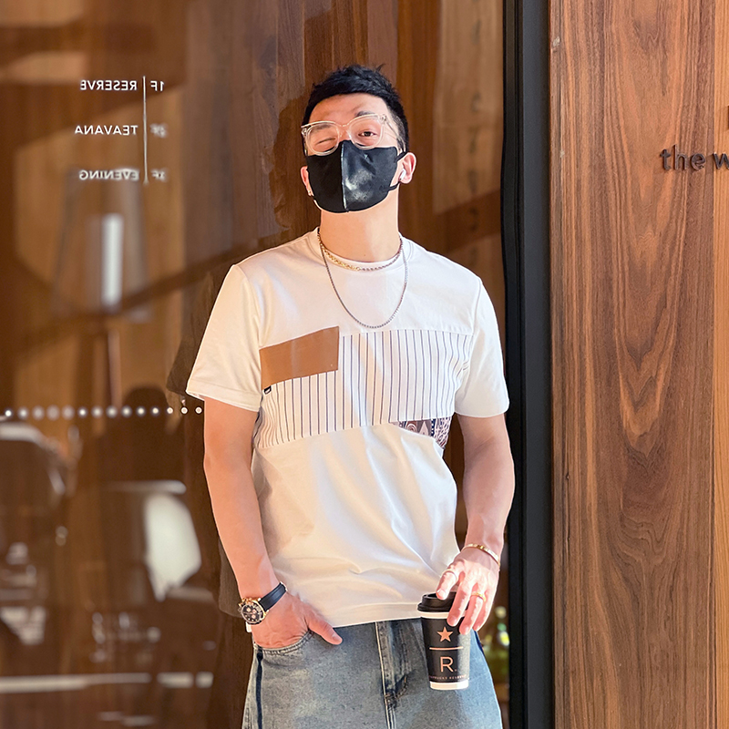 Japanese Retro Patchwork Short-Sleeve T-Shirt for Men, Summer Harajuku Color-Blocking Casual Graphic Tee Japanese Retro Patchwork Short-Sleeve T-Shirt for Men, Summer Harajuku Color-Blocking Casual Graphic Tee