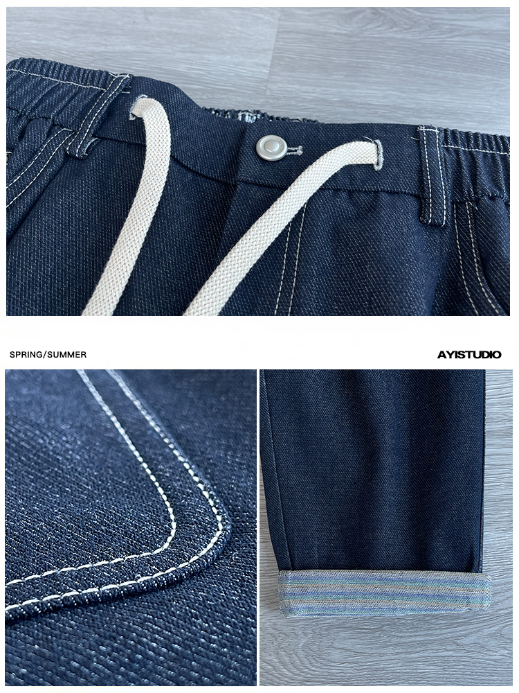 Japanese Retro Straight-Leg Jeans for Men - Slim Fit Casual Drawstring Pants, Versatile Spring Trend Japanese Retro Straight-Leg Jeans for Men - Slim Fit Casual Drawstring Pants, Versatile Spring Trend