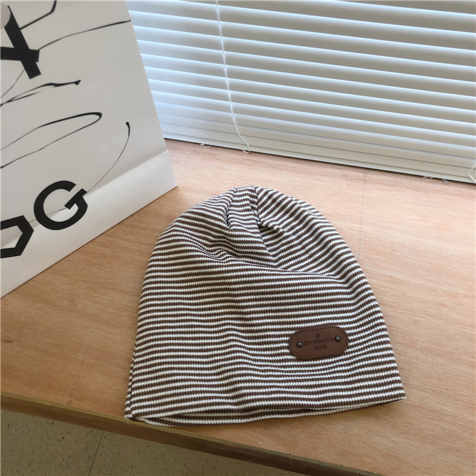 Japanese Striped Double-Layer Knitted Pullover Hat for Women - Slouchy Fit, Cool Girl Style for Autumn and Winter Japanese Striped Double-Layer Knitted Pullover Hat for Women - Slouchy Fit, Cool Girl Style for Autumn and Winter