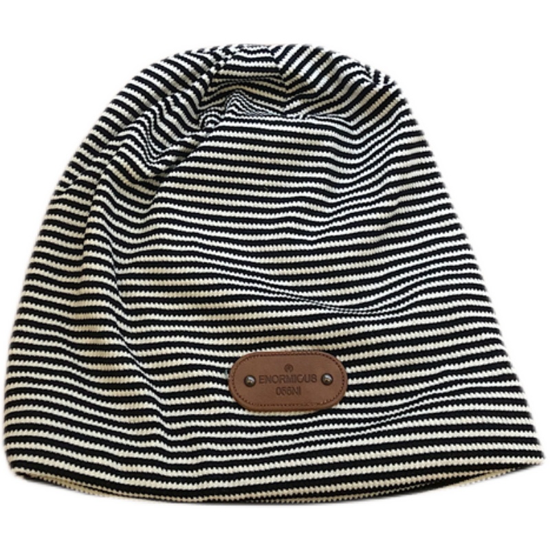 Japanese Striped Double-Layer Knitted Pullover Hat for Women - Slouchy Fit, Cool Girl Style for Autumn and Winter Japanese Striped Double-Layer Knitted Pullover Hat for Women - Slouchy Fit, Cool Girl Style for Autumn and Winter