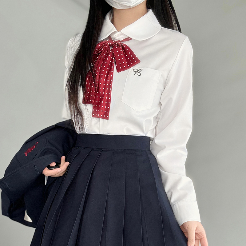 Japanese-Style College Wind Embroidered Long-Sleeve Shirt with Doll Collar - Spring Pudding Bear JK Uniform Basic Top Japanese-Style College Wind Embroidered Long-Sleeve Shirt with Doll Collar - Spring Pudding Bear JK Uniform Basic Top