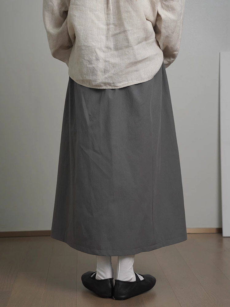 Japanese-Style High-Waisted Elastic Pocket Midi Skirt for Women - Loose A-Line Casual Summer 2025 Fashion for Petite Sizes Japanese-Style High-Waisted Elastic Pocket Midi Skirt for Women - Loose A-Line Casual Summer 2025 Fashion for Petite Sizes