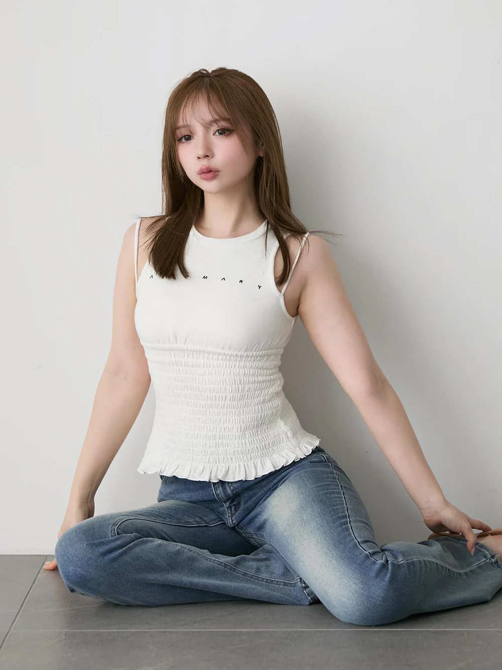 Japanese Style Letter Embroidery Round Neck Strap Vest Camisole Top - Summer 2025 Fashion Japanese Style Letter Embroidery Round Neck Strap Vest Camisole Top - Summer 2025 Fashion