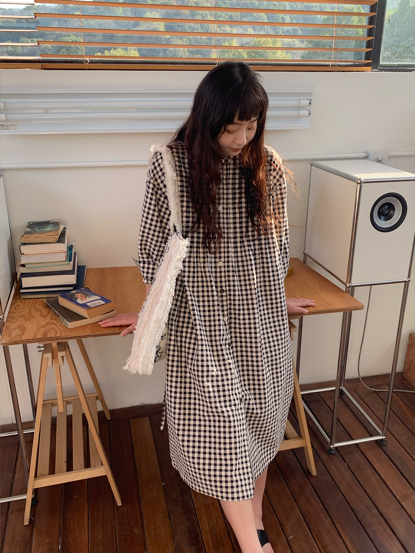 Japanese-Style Plaid Shirt Dress - Loose & Versatile with Flattering Silhouette for Spring/Summer, Artistic Casual Fashion Japanese-Style Plaid Shirt Dress - Loose & Versatile with Flattering Silhouette for Spring/Summer, Artistic Casual Fashion