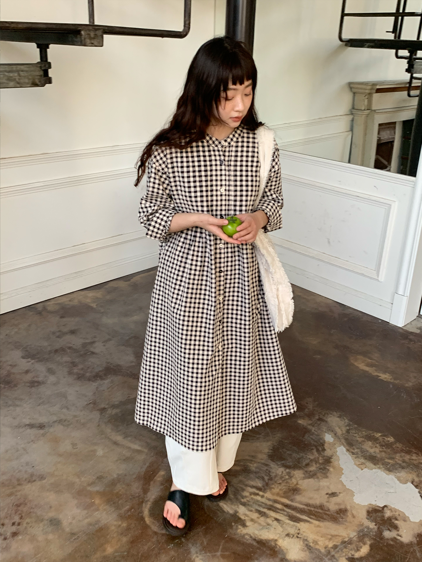 Japanese-Style Plaid Shirt Dress - Loose & Versatile with Flattering Silhouette for Spring/Summer, Artistic Casual Fashion Japanese-Style Plaid Shirt Dress - Loose & Versatile with Flattering Silhouette for Spring/Summer, Artistic Casual Fashion