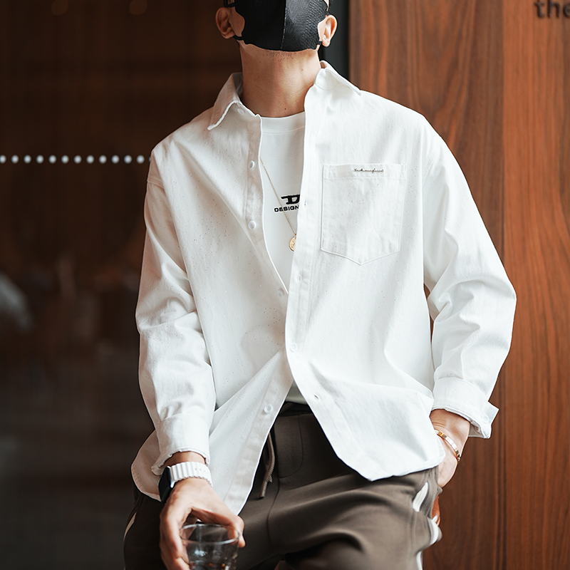 Japanese-Style Retro Starry Sky Printed Long Sleeve Shirt for Men - Trendy Casual Jacket for Autumn Fashion Japanese-Style Retro Starry Sky Printed Long Sleeve Shirt for Men - Trendy Casual Jacket for Autumn Fashion