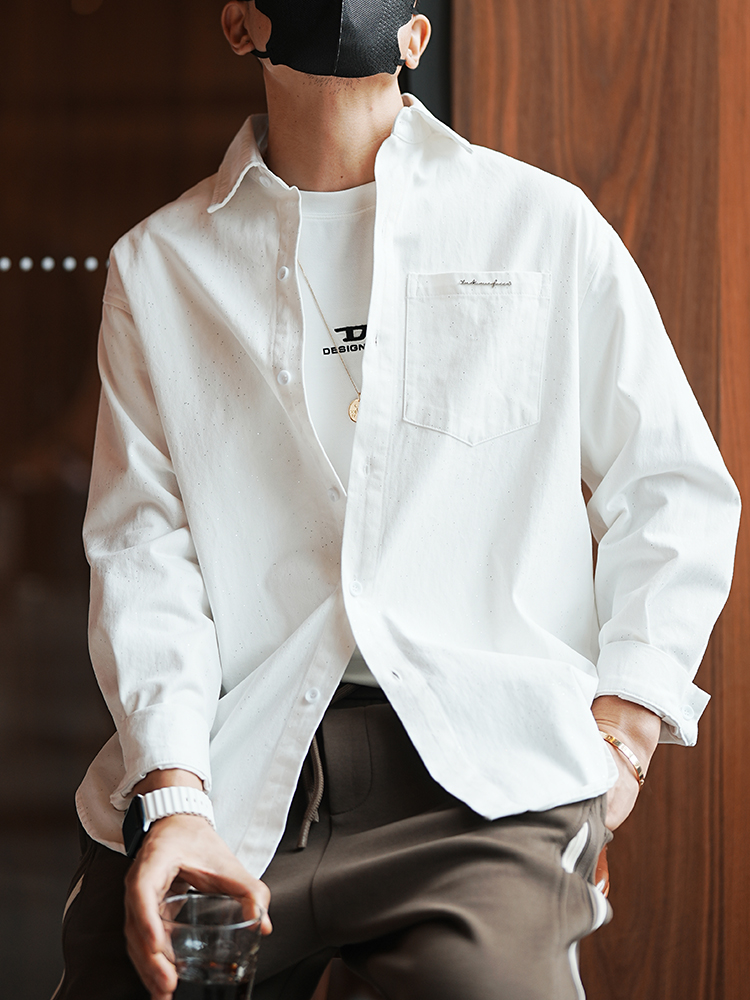 Japanese-Style Retro Starry Sky Printed Long Sleeve Shirt for Men - Trendy Casual Jacket for Autumn Fashion Japanese-Style Retro Starry Sky Printed Long Sleeve Shirt for Men - Trendy Casual Jacket for Autumn Fashion