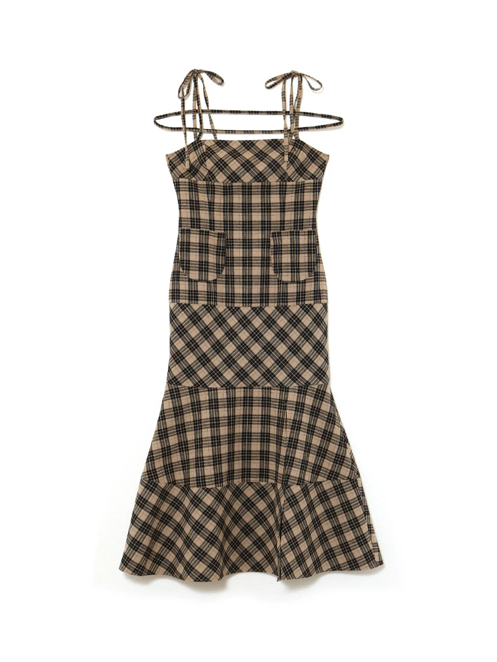 Japanese-Style Summer 2025 Plaid Slimming Mermaid Long Dress for Women