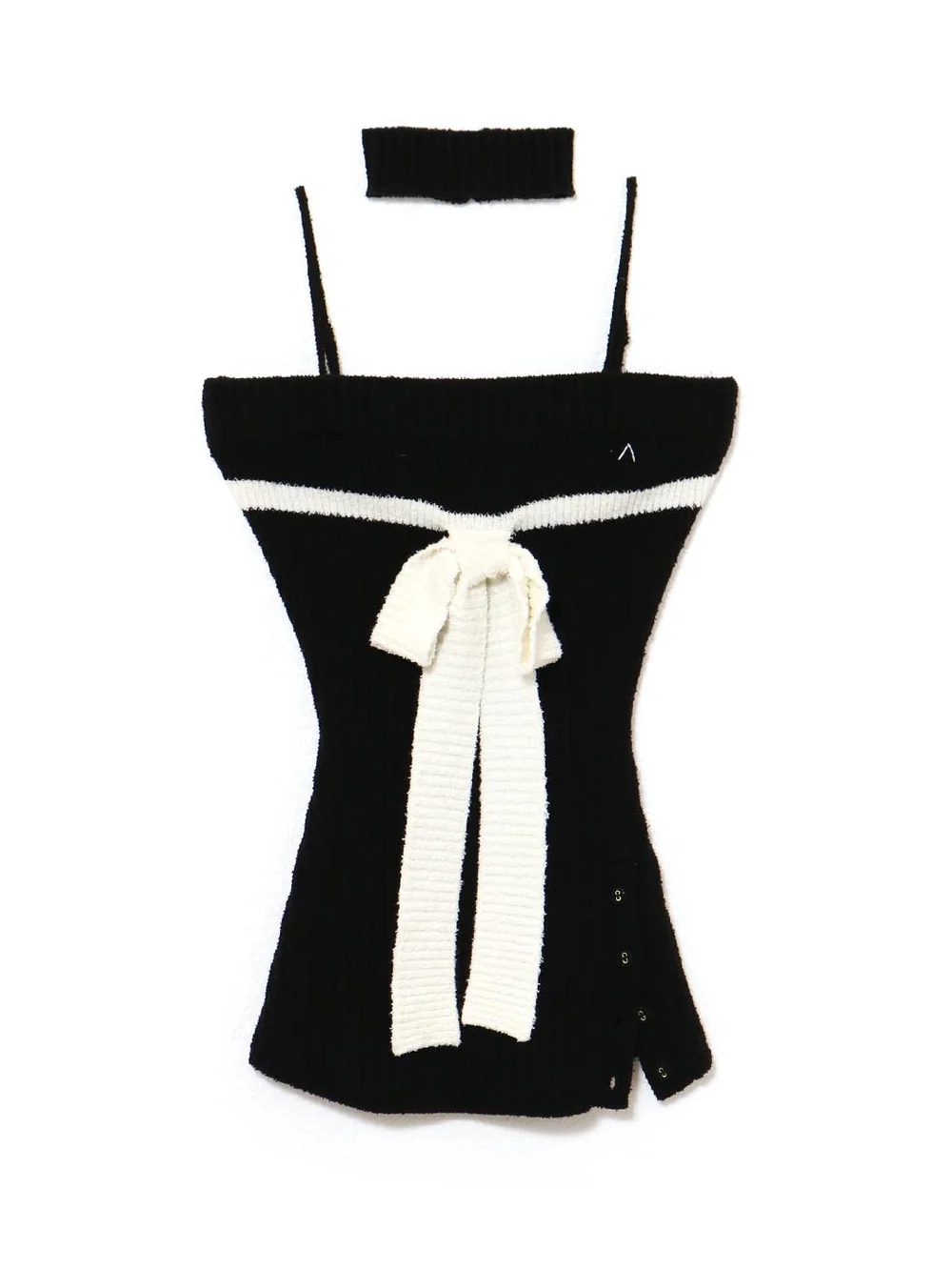 Japanese-Style Sweet Slim-Fit Knitted Camisole with Bow Tie Straps & Neck Scarf - Age-Reducing Fashion Top