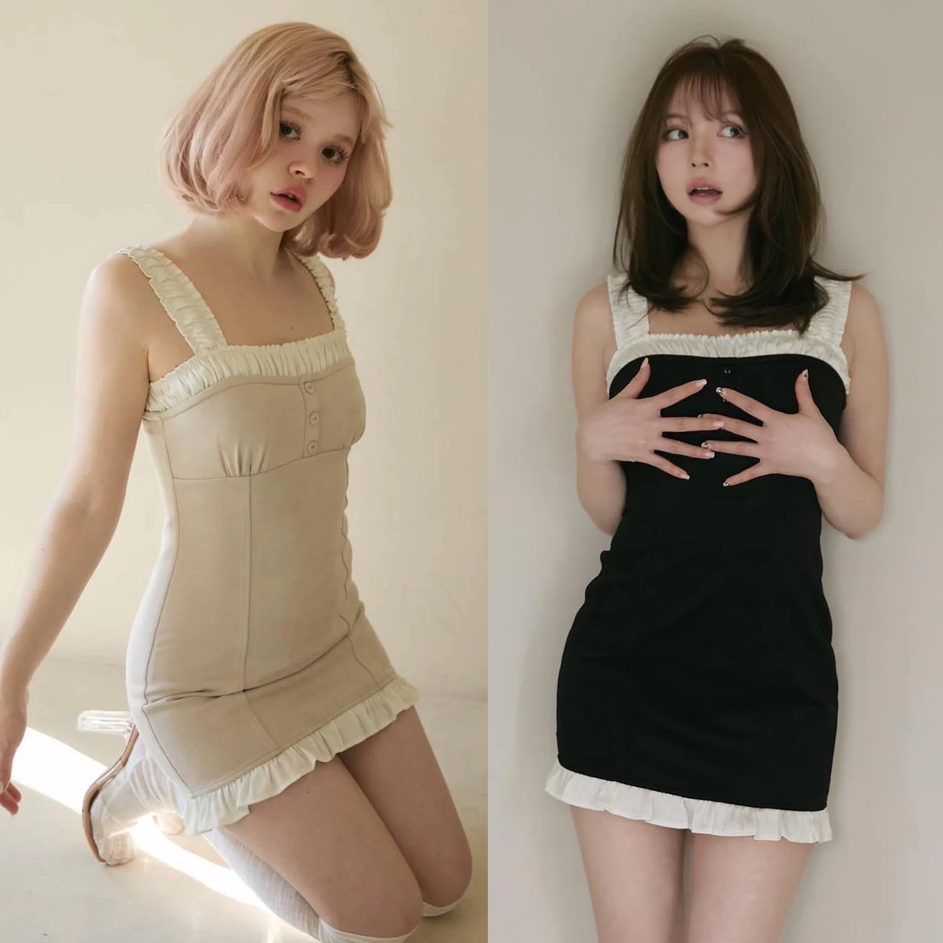 Japanese Summer Sweet Slim Fit Ruffled Lace Camisole Dress - Short Skirt for Women, Perfect for Y2K and 90s Fashion