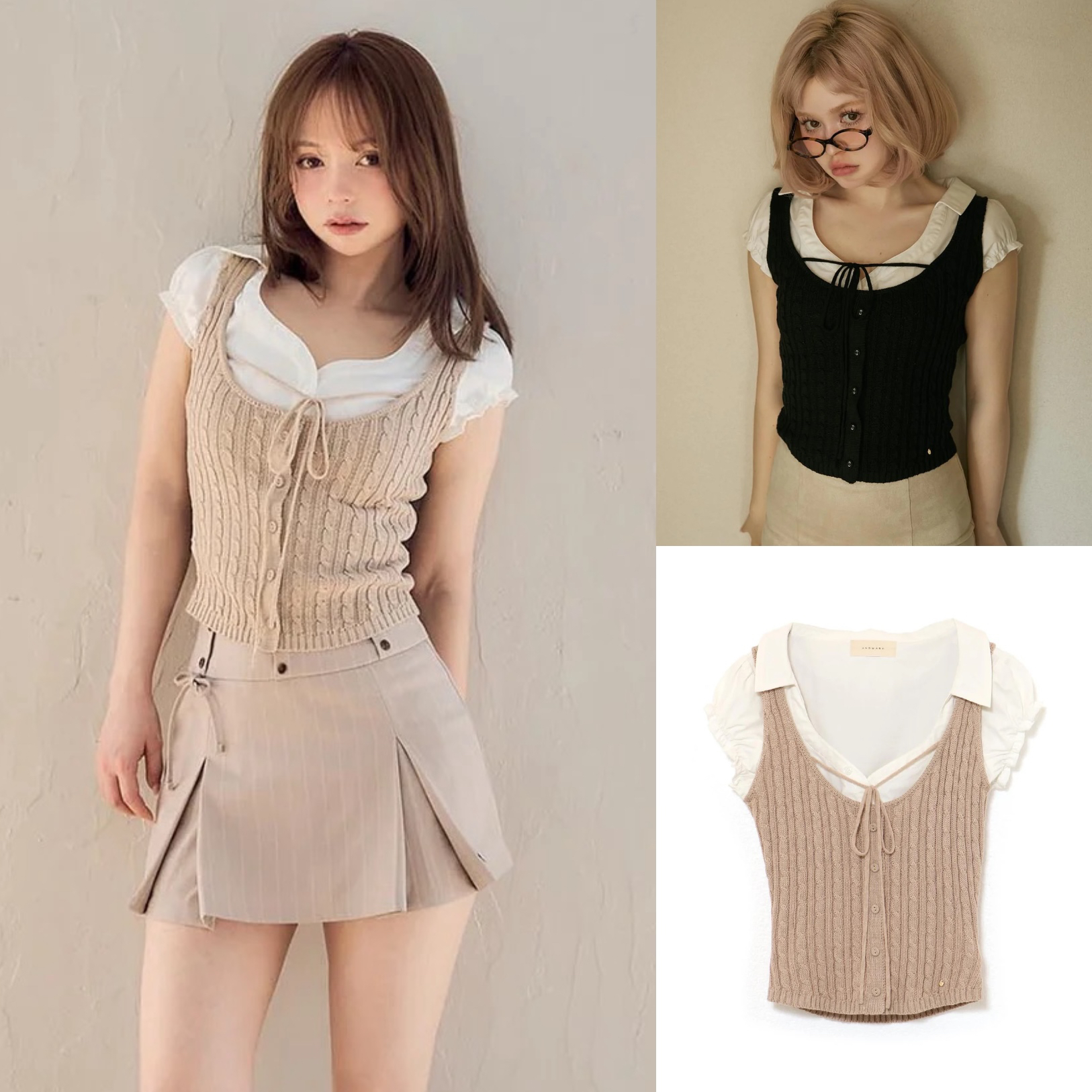 Japanese Sweet College Style Slim-Fit Short Sleeve Shirt & Knitted Vest Two-Piece Set for Summer Fashion Japanese Sweet College Style Slim-Fit Short Sleeve Shirt & Knitted Vest Two-Piece Set for Summer Fashion