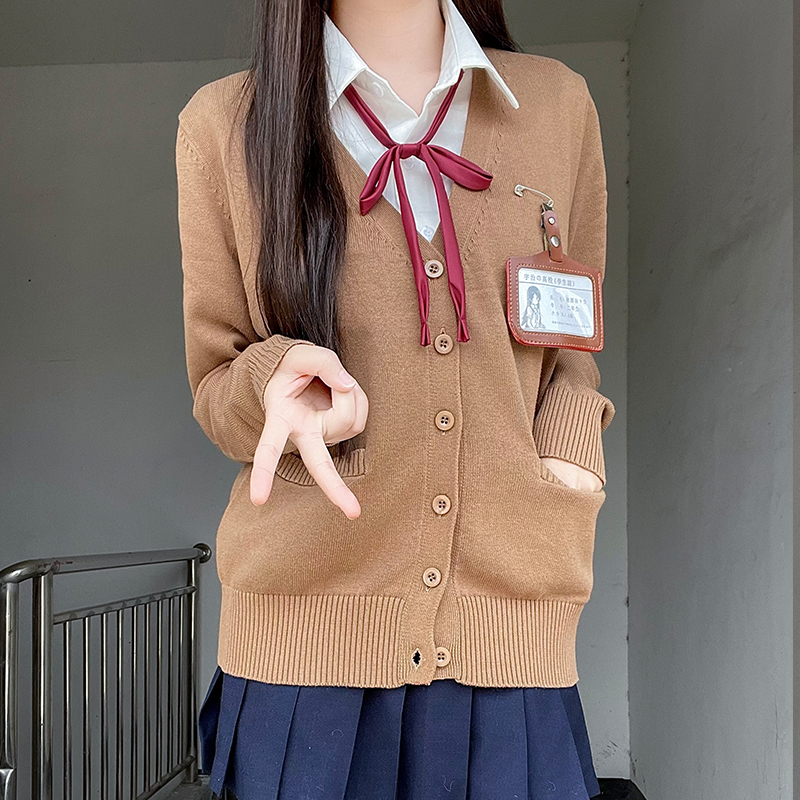 JK Uniform Long Sleeve Cardigan Knitted Sweater College Style in Dark Gray and Yellow - Trendy 2025 Pudding Bear Inspired Design JK Uniform Long Sleeve Cardigan Knitted Sweater College Style in Dark Gray and Yellow - Trendy 2025 Pudding Bear Inspired Design