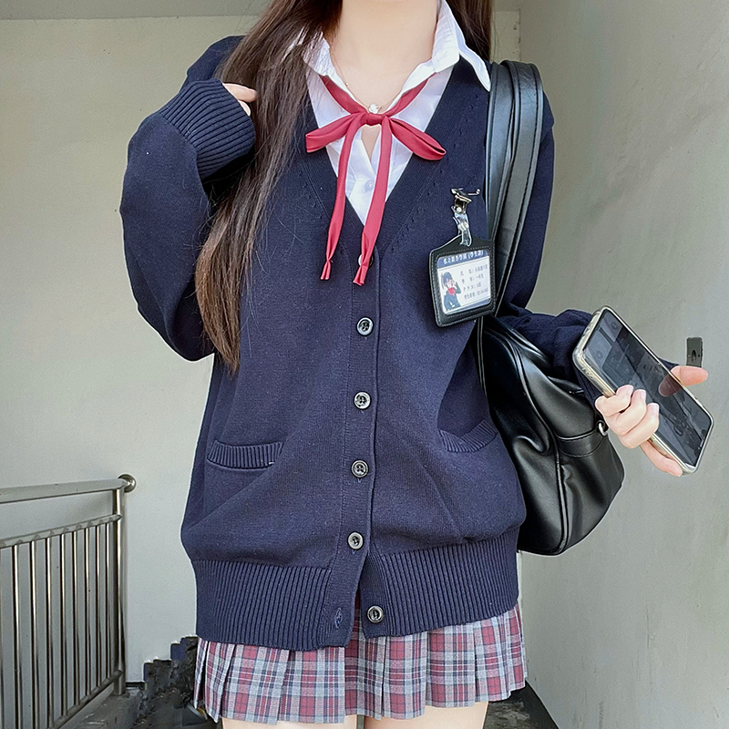 JK Uniform Long Sleeve Cardigan Knitted Sweater College Style in Dark Gray and Yellow - Trendy 2025 Pudding Bear Inspired Design JK Uniform Long Sleeve Cardigan Knitted Sweater College Style in Dark Gray and Yellow - Trendy 2025 Pudding Bear Inspired Design