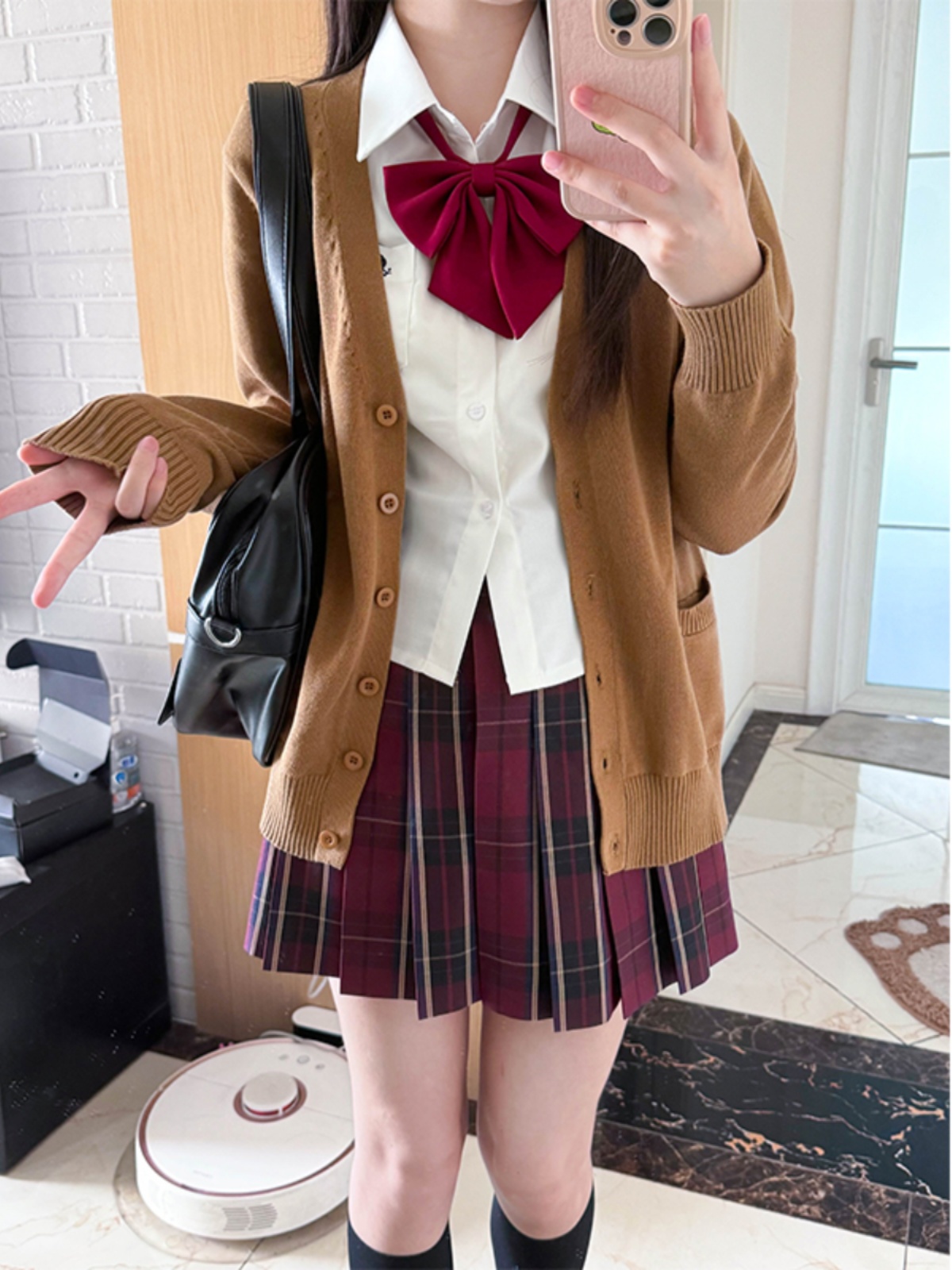 JK Uniform Long Sleeve Cardigan Knitted Sweater College Style in Dark Gray and Yellow - Trendy 2025 Pudding Bear Inspired Design JK Uniform Long Sleeve Cardigan Knitted Sweater College Style in Dark Gray and Yellow - Trendy 2025 Pudding Bear Inspired Design