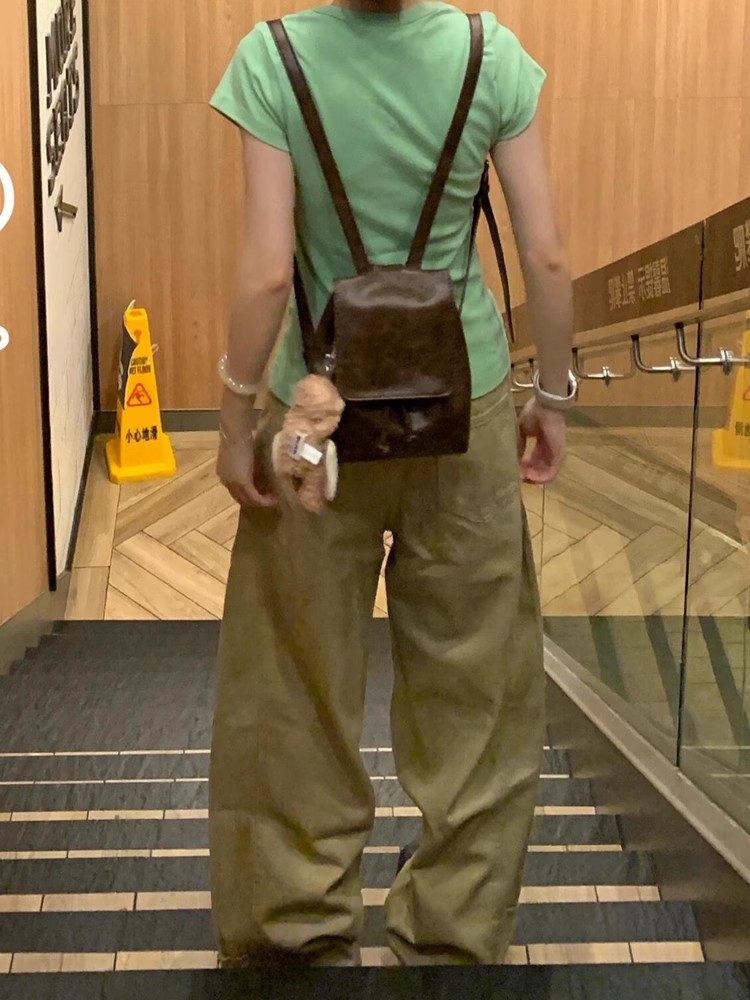 Khaki Curved Blade Workwear Jeans for Women - Loose Slimming Straight Wide-Leg Summer Pants, American Style Fashion Khaki Curved Blade Workwear Jeans for Women - Loose Slimming Straight Wide-Leg Summer Pants, American Style Fashion