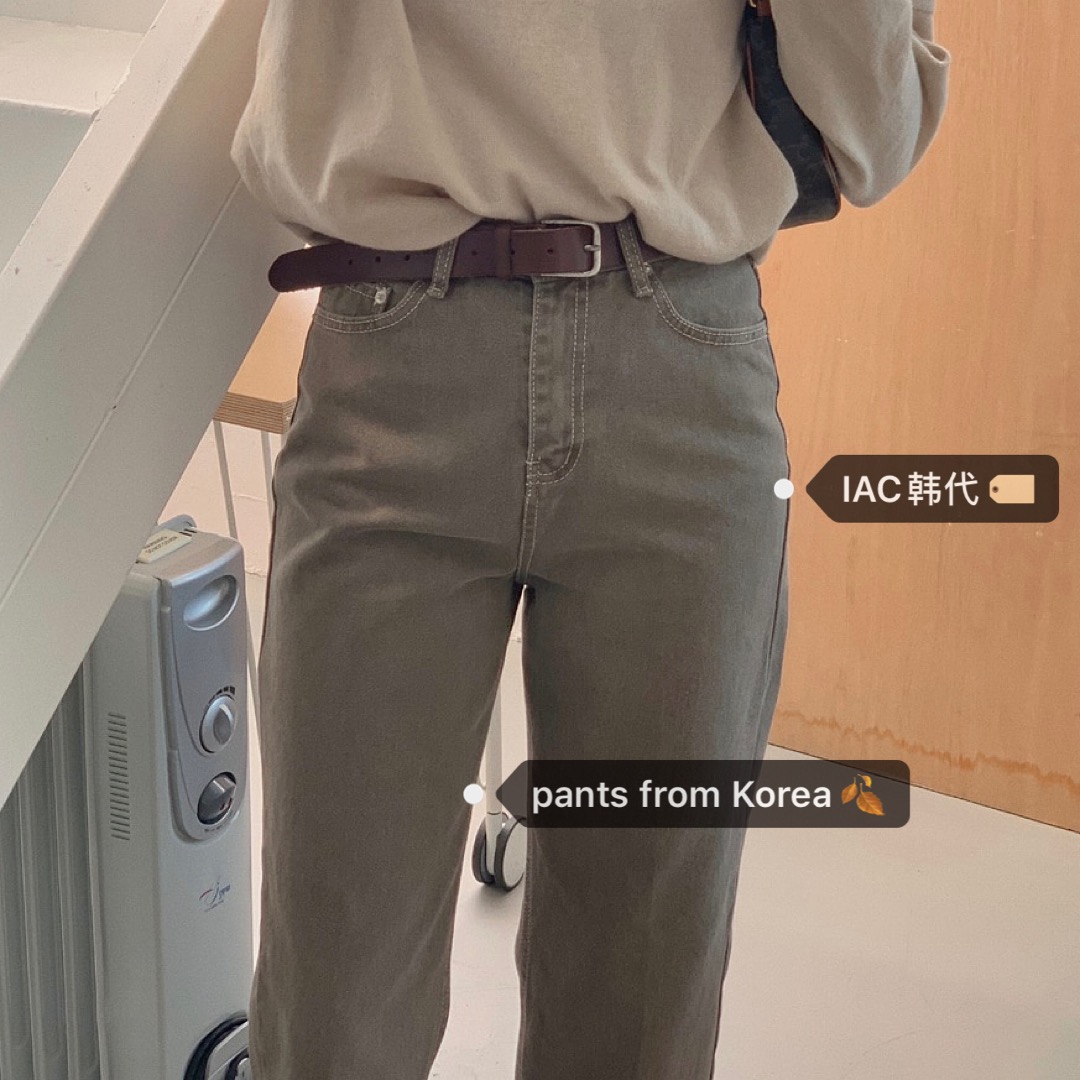 Khaki Green Retro Washed Straight-Leg Jeans with Bright Line - Y2K Korean Style Fashion