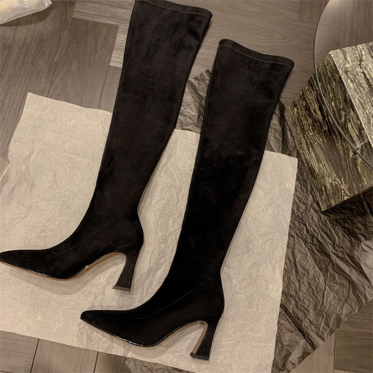 Khaki Pointed Toe Over-the-Knee High-Heeled Boots for Women, Elastic Slim Fit Long Tube Style, Autumn Winter Fashion Footwear Khaki Pointed Toe Over-the-Knee High-Heeled Boots for Women, Elastic Slim Fit Long Tube Style, Autumn Winter Fashion Footwear
