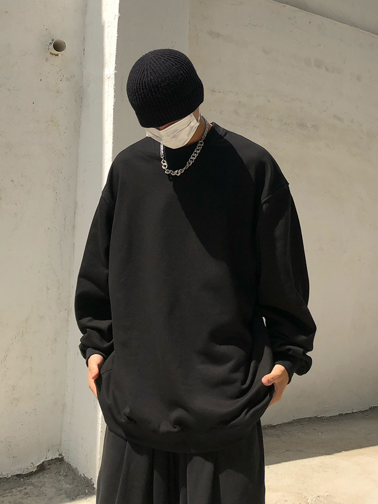 Klein Blue Oversized Terry Sweatshirt for Men and Women - Round Neck, Versatile High Street Style for Spring and Autumn Klein Blue Oversized Terry Sweatshirt for Men and Women - Round Neck, Versatile High Street Style for Spring and Autumn