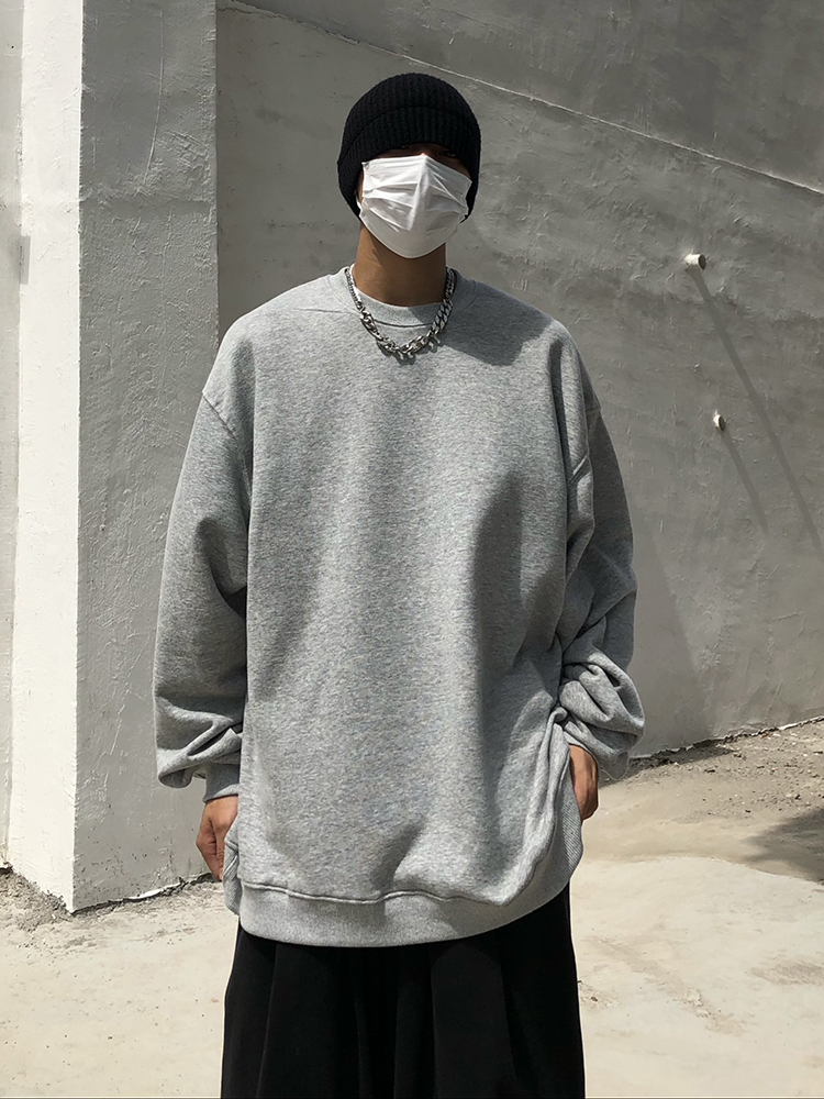 Klein Blue Oversized Terry Sweatshirt for Men and Women - Round Neck, Versatile High Street Style for Spring and Autumn Klein Blue Oversized Terry Sweatshirt for Men and Women - Round Neck, Versatile High Street Style for Spring and Autumn