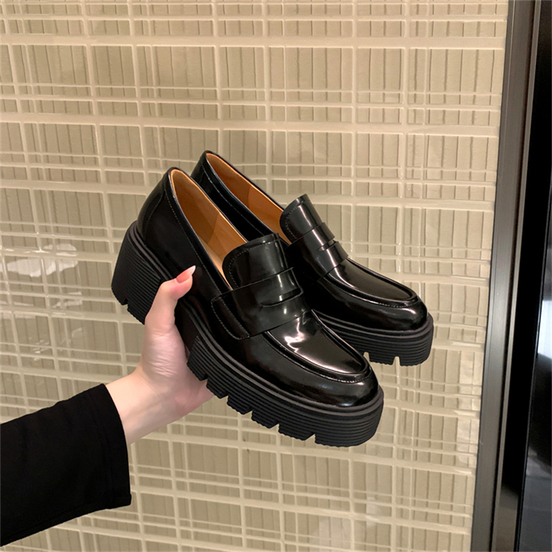 Korean College-Style Round-Toe Thick-Soled Loafers for Women - Casual Leather Flats for Spring 2025 Korean College-Style Round-Toe Thick-Soled Loafers for Women - Casual Leather Flats for Spring 2025