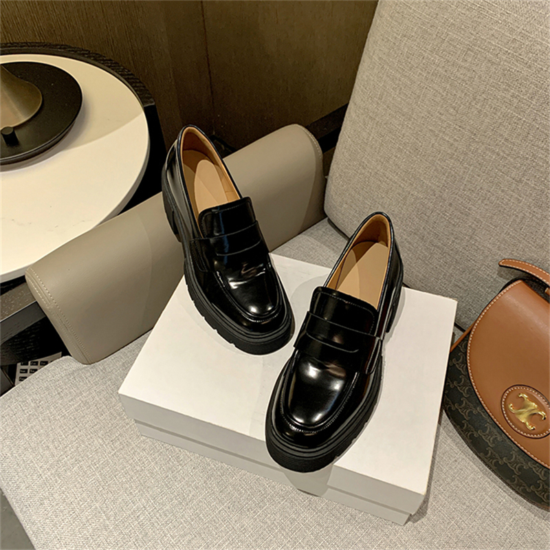 Korean College-Style Round-Toe Thick-Soled Loafers for Women - Casual Leather Flats for Spring 2025 Korean College-Style Round-Toe Thick-Soled Loafers for Women - Casual Leather Flats for Spring 2025