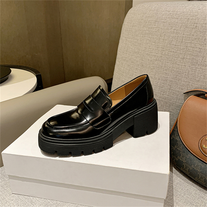 Korean College-Style Round-Toe Thick-Soled Loafers for Women - Casual Leather Flats for Spring 2025 Korean College-Style Round-Toe Thick-Soled Loafers for Women - Casual Leather Flats for Spring 2025