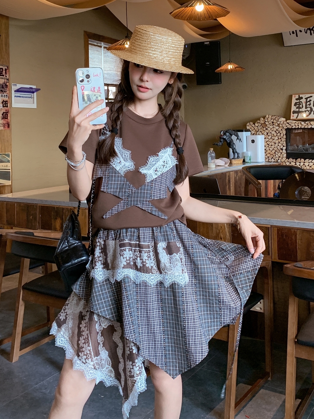 Korean Style 2025 Summer Round Neck Short Sleeve T-Shirt & Skirt Two-Piece Set Loose Fit Slimming Outfit for Women