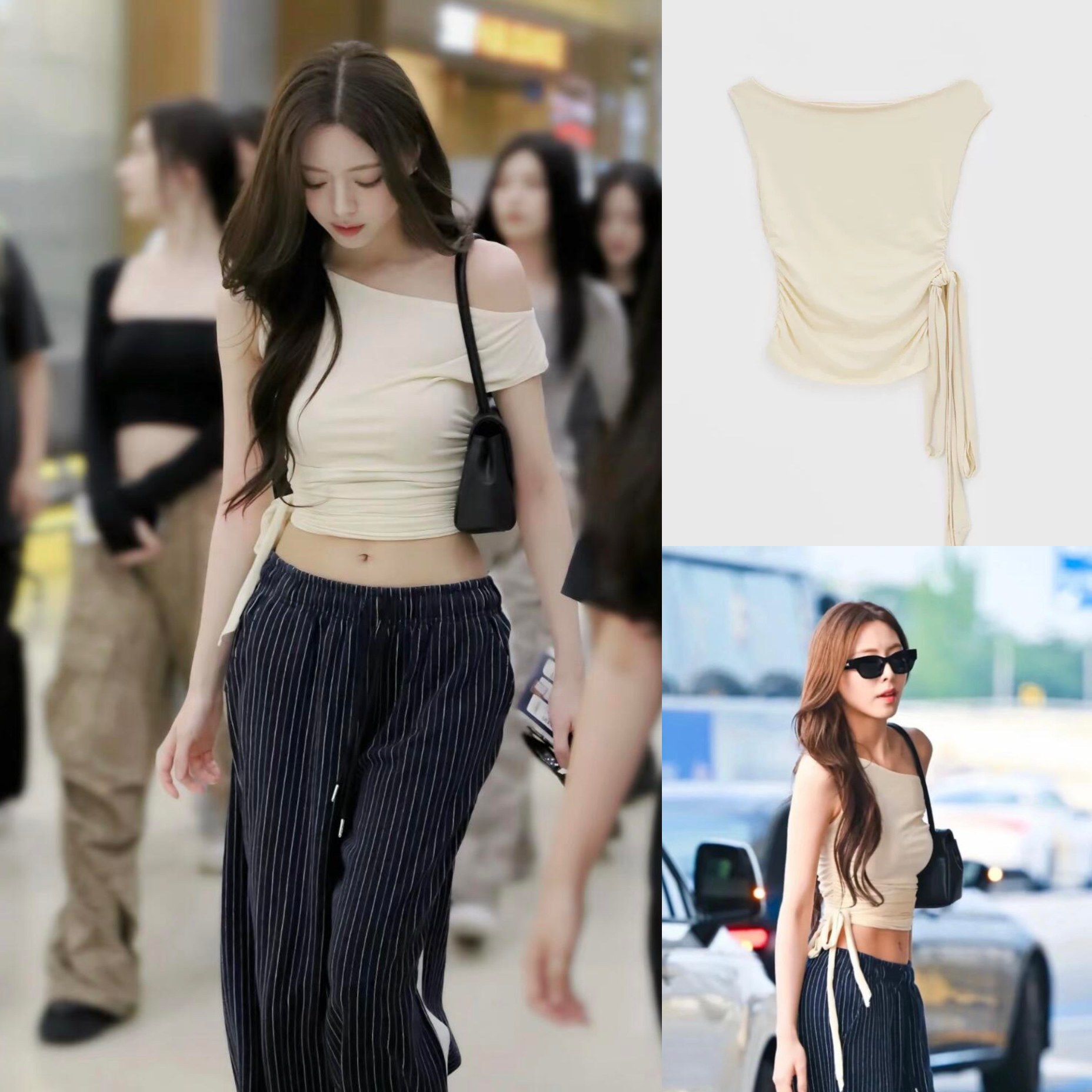 Korean Style Black Off-Shoulder Tie Strap Solid Color T-Shirt - Trendy Niche Design for Fashion-Forward Looks Korean Style Black Off-Shoulder Tie Strap Solid Color T-Shirt - Trendy Niche Design for Fashion-Forward Looks