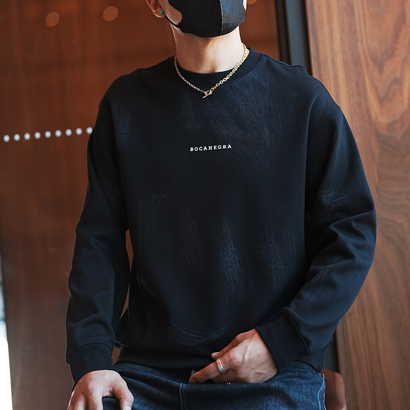 Korean Style Casual Gradient Color Letter Print Round Neck Sweatshirt for Men - Trendy Loose Fit Pullover Top for Autumn Korean Style Casual Gradient Color Letter Print Round Neck Sweatshirt for Men - Trendy Loose Fit Pullover Top for Autumn
