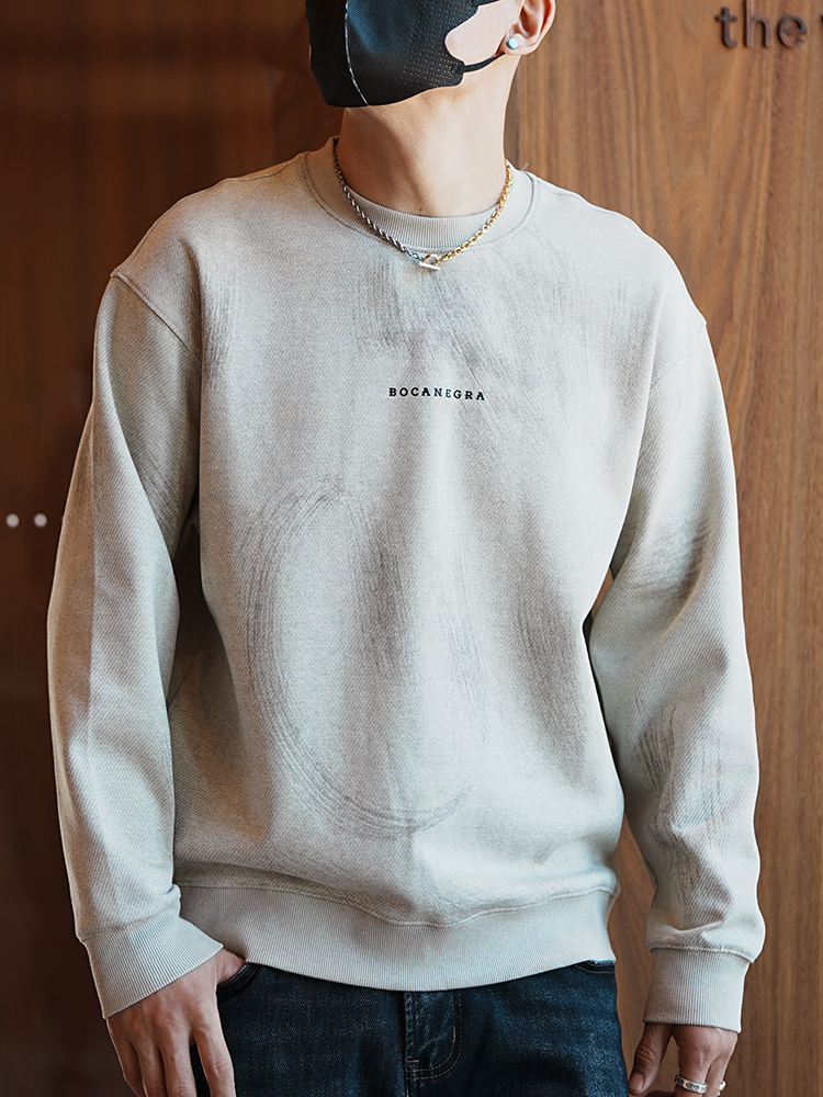 Korean Style Casual Gradient Color Letter Print Round Neck Sweatshirt for Men - Trendy Loose Fit Pullover Top for Autumn Korean Style Casual Gradient Color Letter Print Round Neck Sweatshirt for Men - Trendy Loose Fit Pullover Top for Autumn