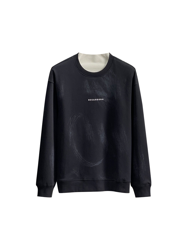 Korean Style Casual Gradient Color Letter Print Round Neck Sweatshirt for Men - Trendy Loose Fit Pullover Top for Autumn Korean Style Casual Gradient Color Letter Print Round Neck Sweatshirt for Men - Trendy Loose Fit Pullover Top for Autumn