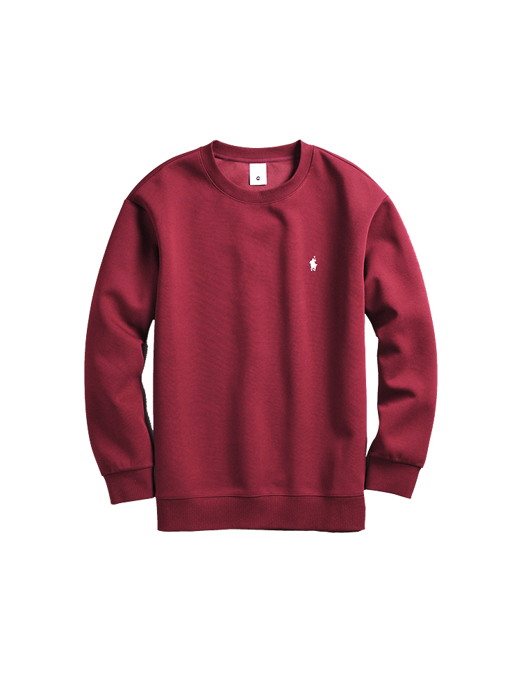 Korean Style Casual Minimalist Embroidered Logo Round-Neck Sweatshirt for Men - Trendy Solid Color Pullover Top for Spring Korean Style Casual Minimalist Embroidered Logo Round-Neck Sweatshirt for Men - Trendy Solid Color Pullover Top for Spring