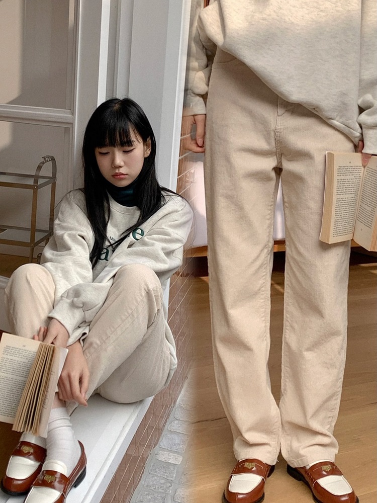 Korean Style Corduroy Long Pants - Neat Straight-Leg Design for a Perfect Fit, Trendy Y2K Fashion Essential Korean Style Corduroy Long Pants - Neat Straight-Leg Design for a Perfect Fit, Trendy Y2K Fashion Essential