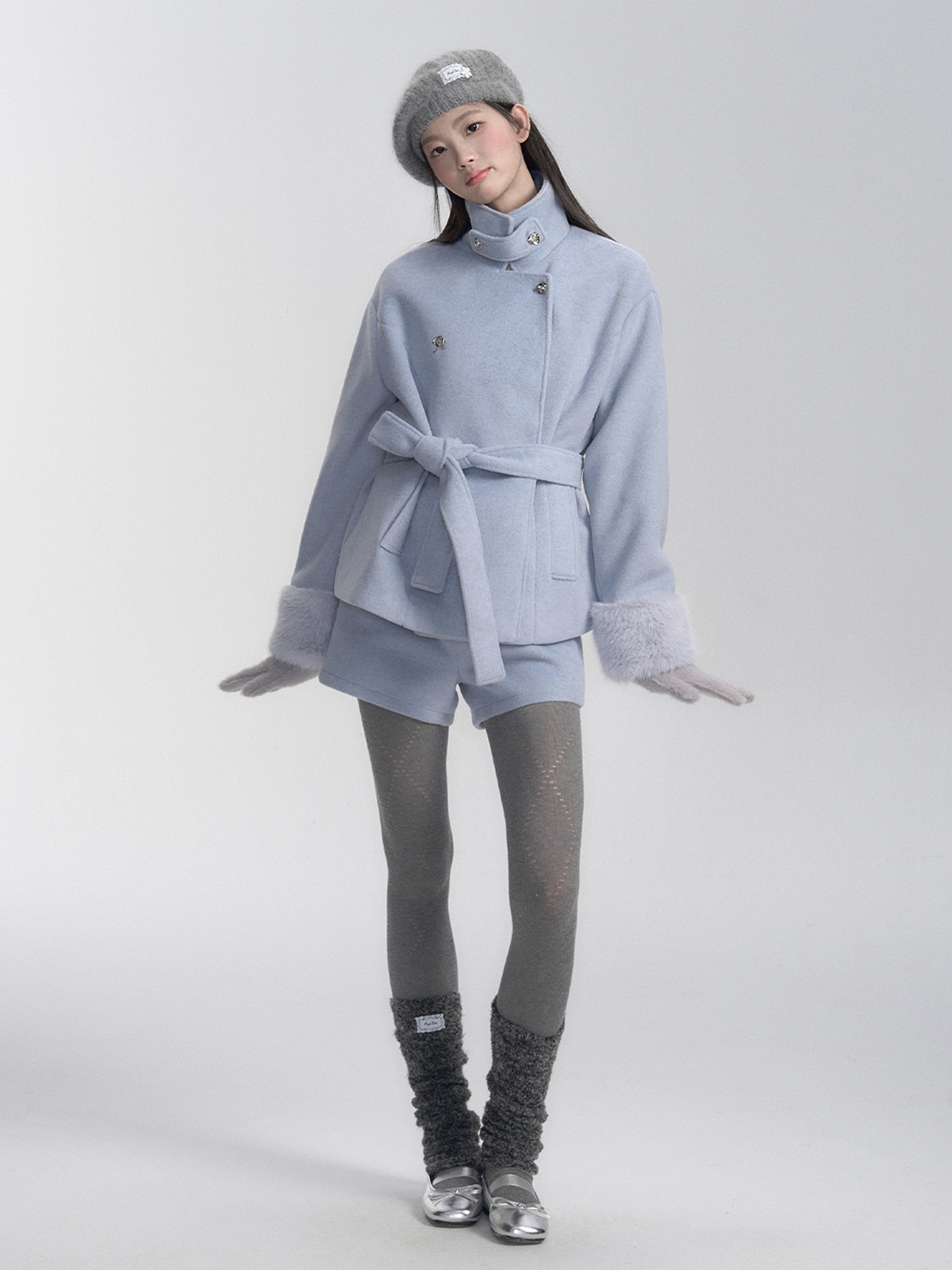 Korean Style Elegant High Collar Short Woolen Coat - Double-Sided Wool Overcoat for Winter Fashion