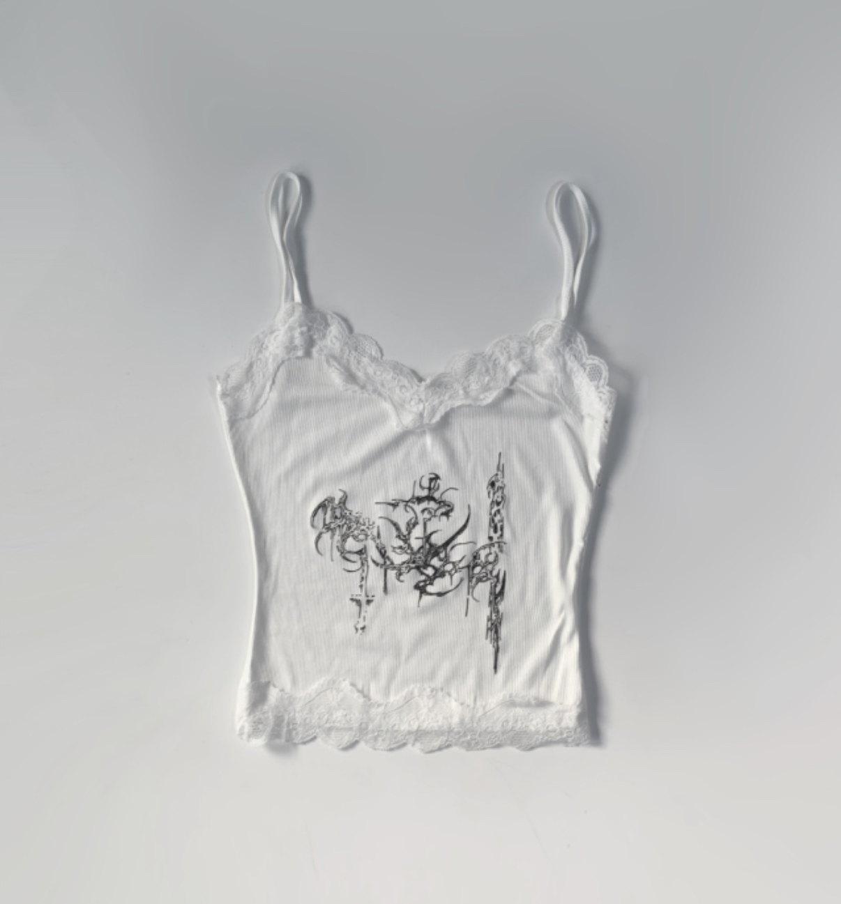 Korean Style Fitted Cropped Camisole with Niche Print and Sexy Short Skirt - Suzen Blogger Inspired Design