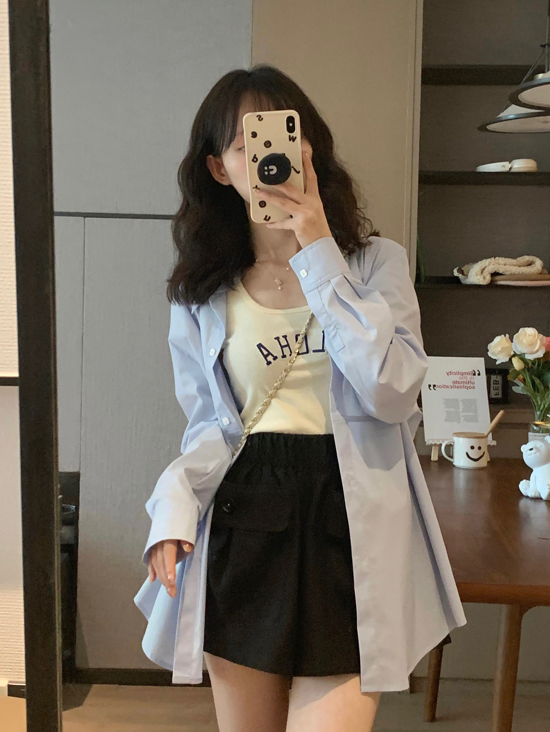 Korean-Style French Blue Long Sleeve Shirt Top for Women - High-End Loose Slimming Spring Fashion
