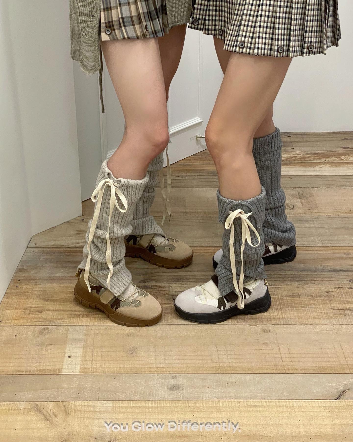 Korean Style GLOWNY Niche Strap Warm Mid-Tube Slouchy Leg Warmers - Versatile Two-Way Wear Socks for Women Korean Style GLOWNY Niche Strap Warm Mid-Tube Slouchy Leg Warmers - Versatile Two-Way Wear Socks for Women