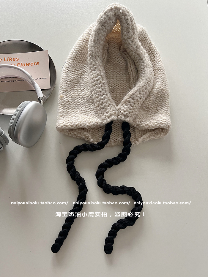 Korean Style Handmade Chunky Knit Balaclava Hat for Women - Cute Winter Beanie with Warm Ear Protection Korean Style Handmade Chunky Knit Balaclava Hat for Women - Cute Winter Beanie with Warm Ear Protection