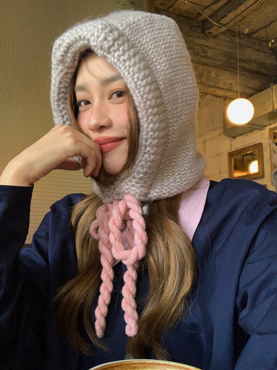 Korean Style Handmade Chunky Knit Balaclava Hat for Women - Cute Winter Beanie with Warm Ear Protection Korean Style Handmade Chunky Knit Balaclava Hat for Women - Cute Winter Beanie with Warm Ear Protection