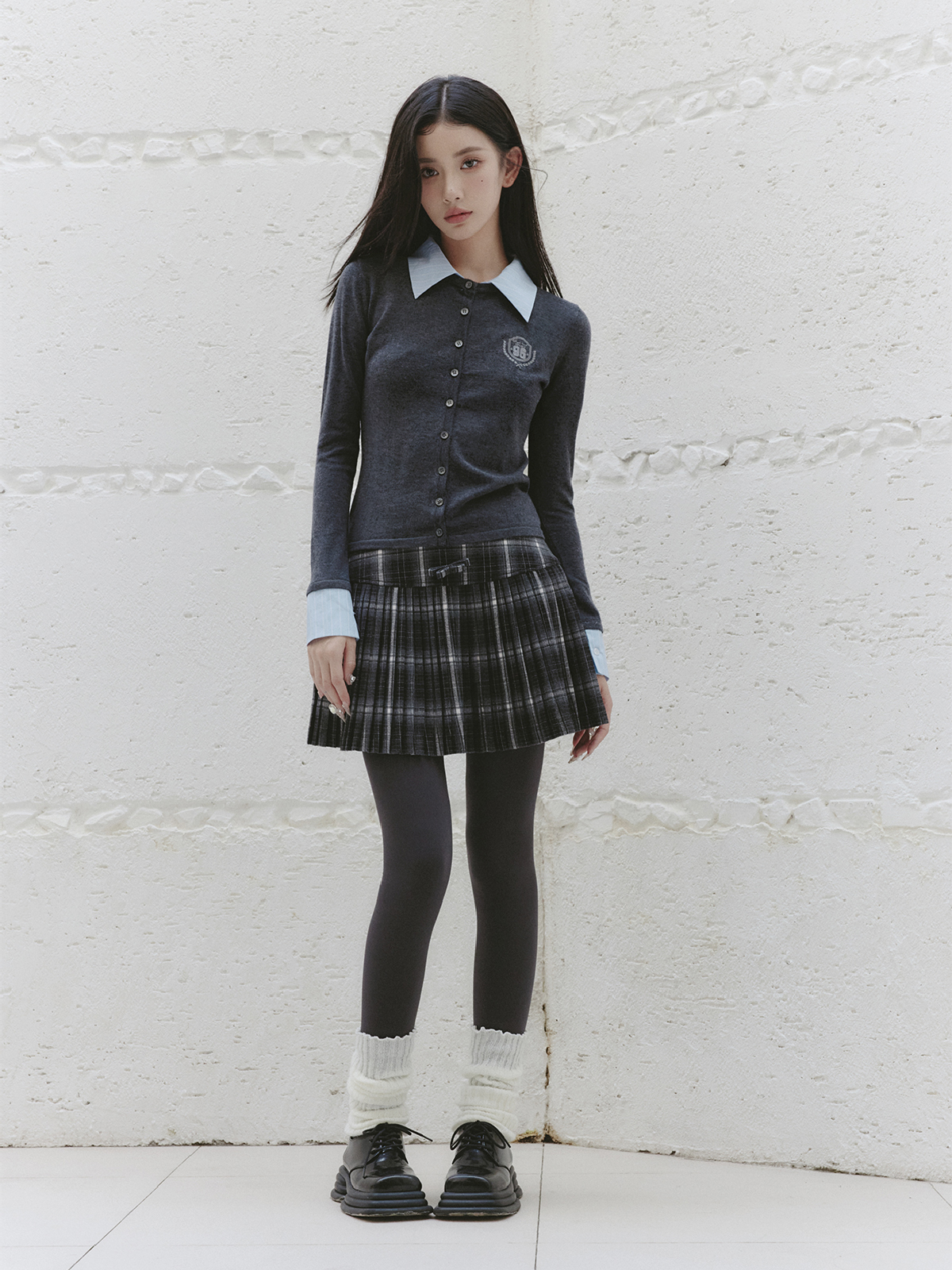 Korean Style High-Sensitivity Slimming Fake Two-Piece Knitted Sweater Top for a Chic Layered Look