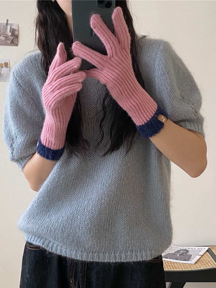 Korean-Style Imitation Mink Fur Spliced Split-Finger Gloves for Women - Warm Autumn Winter Five-Finger Fashion Accessory Korean-Style Imitation Mink Fur Spliced Split-Finger Gloves for Women - Warm Autumn Winter Five-Finger Fashion Accessory